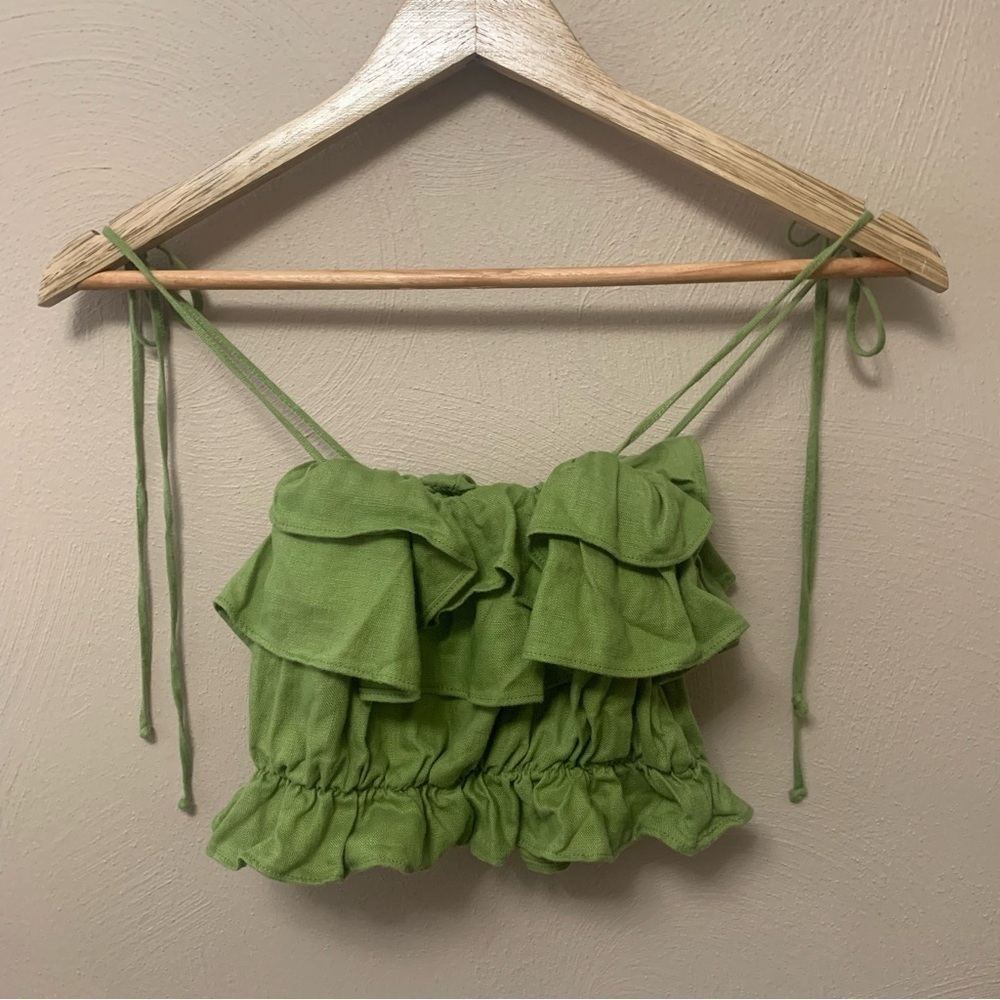 Reformation Ruskin Linen Top Size XS Green - Picture 3 of 9